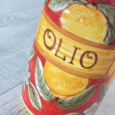 Oil Bottle 0,75L 25,36oz Positano Red Italian Pottery