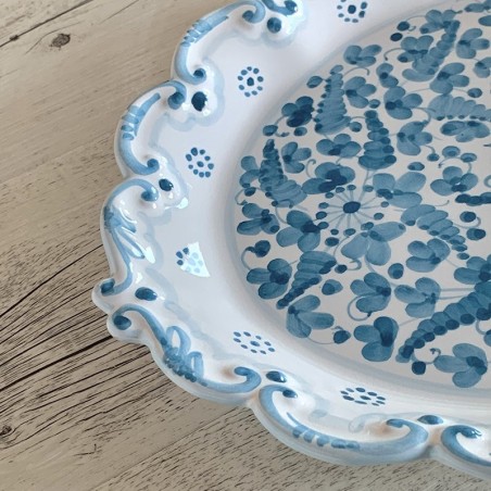 Vassoio Smerlato 33cm Arabesco Turchese  ceramica di deruta