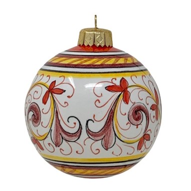 Pallina di Natale 8cm Deruta Rosso  ceramica di deruta