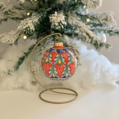 Red Peacock Christmas Ornament 3,2"