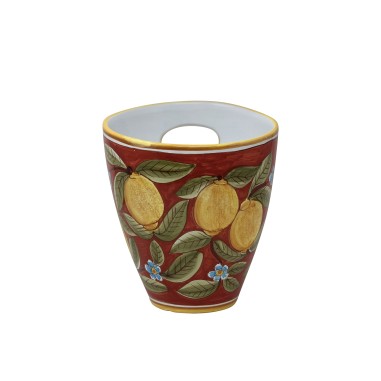 Red Positano Ice Bucket 10x8" Italian Pottery