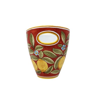 Red Positano Ice Bucket 10x8" Italian Pottery