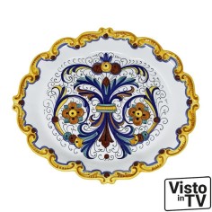 Raffaellesco Scalloped Oval Tray 13" Italian Pottery