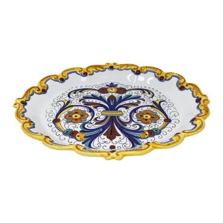 Plateau à bord festonné 33cm Ricco Deruta Céramique artisanale italienne originale de Deruta