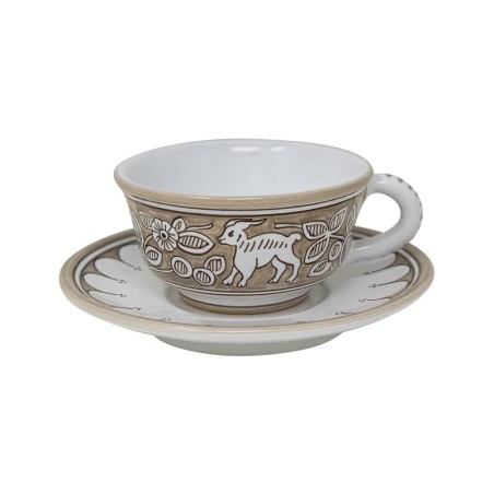 Tea Cup and Saucer Lepre Italian Pottery
