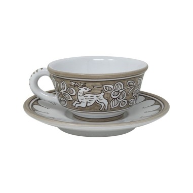 Tea Cup and Saucer Lepre Italian Pottery