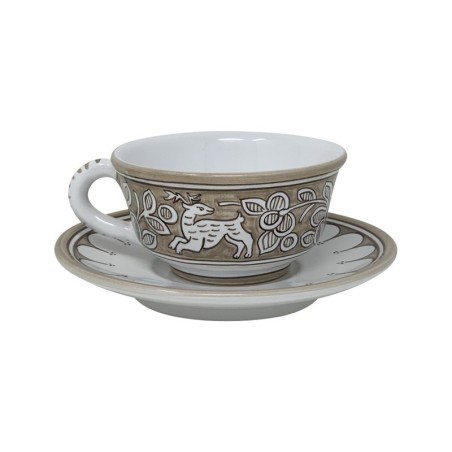 Tea Cup and Saucer Lepre Italian Pottery