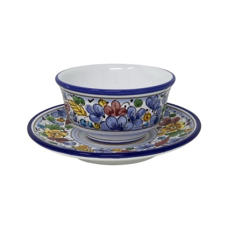 Arabesco Multicolor Tea Cup and Saucer Italian Pottery