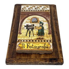 Hand-Painted Pediatrician Tile – Wooden Base 15 x 9 in Handcrafted Deruta Pottery 2