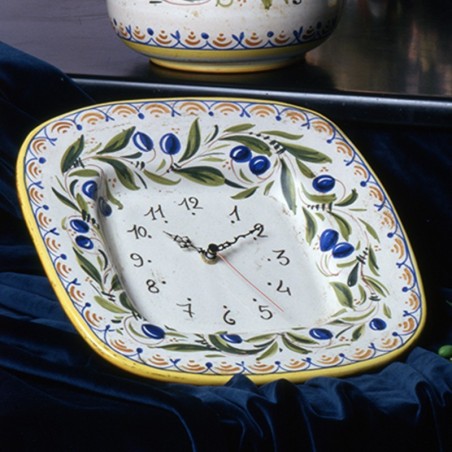Wall clock 12.6x12.6" Olive Italian Pottery