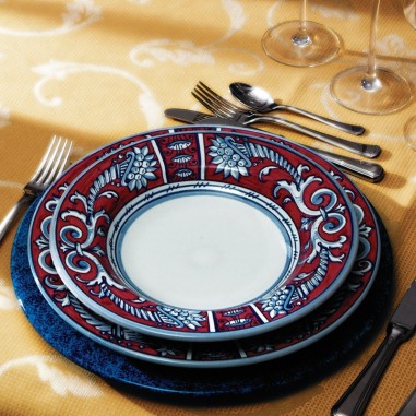Assiette de table Rubino Céramique artisanale italienne originale de Deruta