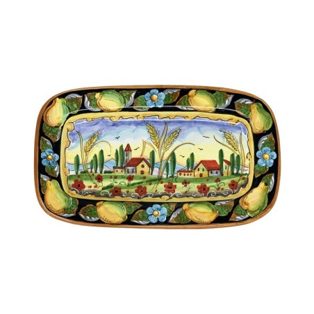 Assiette murale Colli Umbri Céramique artisanale italienne originale de Deruta