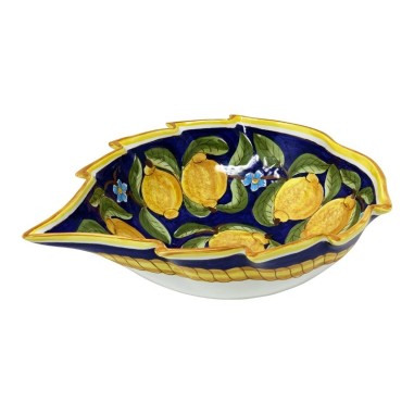 Leaf Bowl 12" Blue Positano Italian Pottery