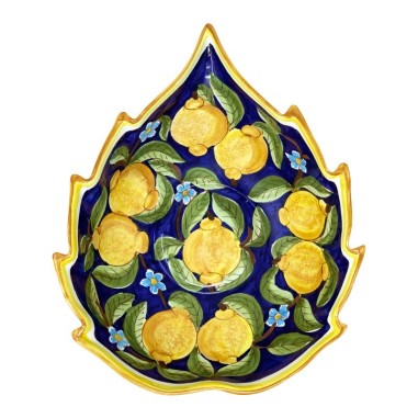 Leaf Bowl 12" Blue Positano Italian Pottery