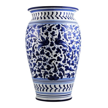 Umbrella stand 20" Blue Arabesco Handcrafted Deruta Pottery