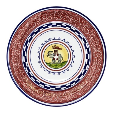 Assiette de table Palio di Siena - Torre Céramique artisanale italienne originale de Deruta
