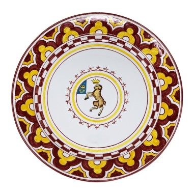 Assiette de table Palio di Siena - Montone Céramique artisanale italienne originale de Deruta
