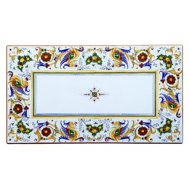 Table en pierre de lave  Raffaellesco Céramique artisanale italienne originale de Deruta