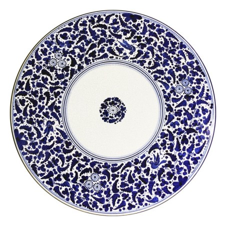 Lava Stone Table Arabesco Blu Italian Pottery