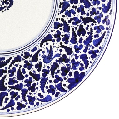 Lava Stone Table Arabesco Blu Italian Pottery