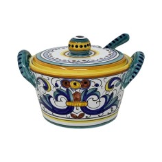 Ricco Deruta Covered Parmesan Cheese Bowl with spoon