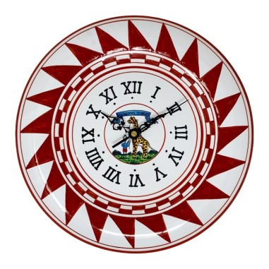 Horloge murale rond 30cm Palio di Siena - Giraffa Céramique artisanale italienne originale de Deruta