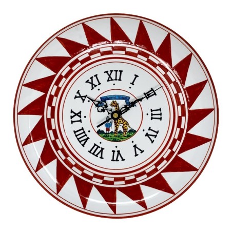 Horloge murale rond 30cm Palio di Siena - Giraffa Céramique artisanale italienne originale de Deruta