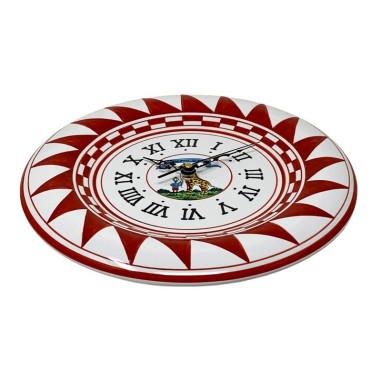 Horloge murale rond 30cm Palio di Siena - Giraffa Céramique artisanale italienne originale de Deruta