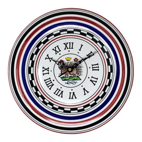 Round wall clock 12" Palio di Siena - Istrice Italian Pottery