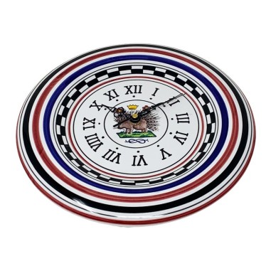Round wall clock 12" Palio di Siena - Istrice Italian Pottery Round wall clock 12" Palio di Siena - Istrice Italian Pottery