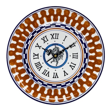 Round wall clock 12" Palio di Siena - Leocorno Italian Pottery