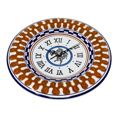 Round wall clock 12" Palio di Siena - Leocorno Italian Pottery