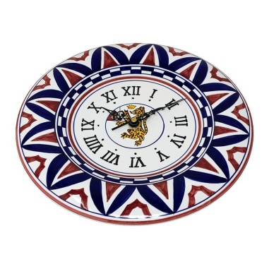 Round wall clock 12" Palio di Siena - Pantera Italian Pottery Round wall clock 12" Palio di Siena - Pantera Italian Pottery