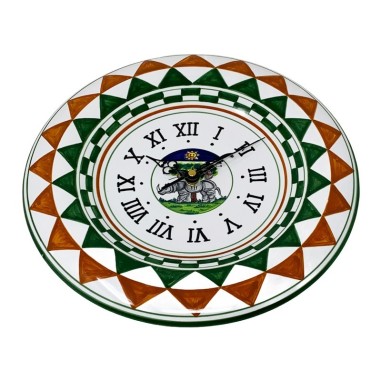 Round wall clock 12" Palio di Siena - Selva Italian Pottery Round wall clock 12" Palio di Siena - Selva Italian Pottery