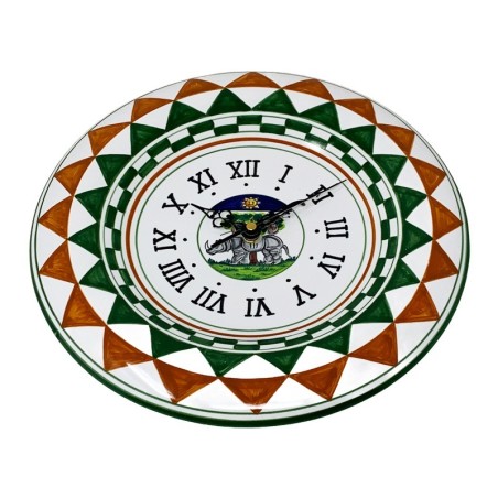 Round wall clock 12" Palio di Siena - Selva Italian Pottery