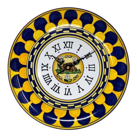Round wall clock 12" Palio di Siena - Tartuca Handcrafted Deruta Pottery