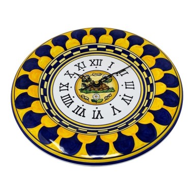 Round wall clock 12" Palio di Siena - Tartuca Handcrafted Deruta Pottery
