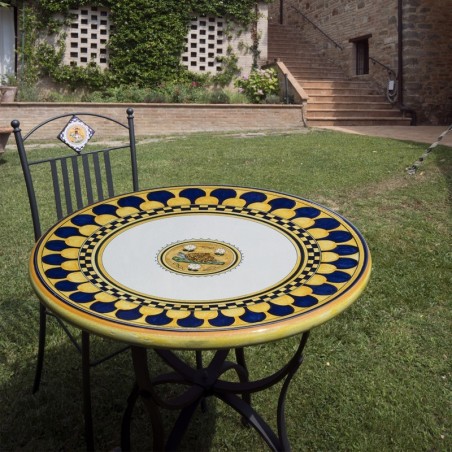 Lava Stone Table Palio di Siena Italian Pottery