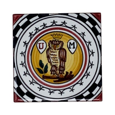 Carreau Palio di Siena - Civetta Céramique artisanale italienne originale de Deruta