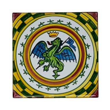 Carreau Palio di Siena - Drago Céramique artisanale italienne originale de Deruta