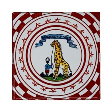 Carreau Palio di Siena - Giraffa Céramique artisanale italienne originale de Deruta