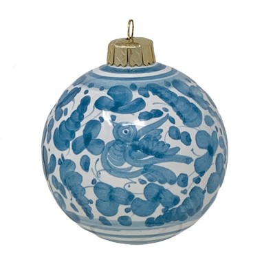Pallina di Natale 8cm Arabesco Turchese  ceramica di deruta