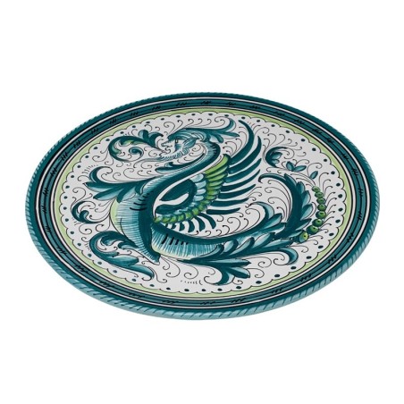 Wall Platter Green Raffaellesco Handcrafted Deruta Pottery