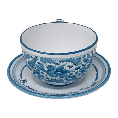 Arabesco turquoise breakfast cup Italian Pottery