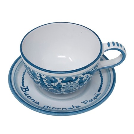 Arabesco turquoise breakfast cup Italian Pottery