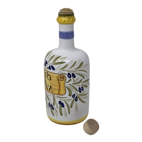 Umbria oil bottle 0,75L 25,36oz Handcrafted Deruta Pottery