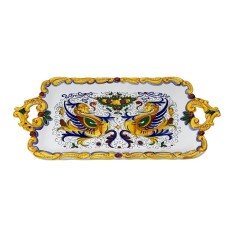 Raffaellesco Scalloped Oval Tray 13" Italian Pottery