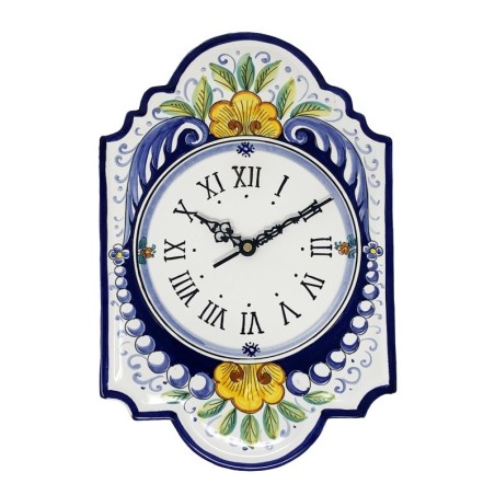 Blue Wall clock 15" Italian Pottery