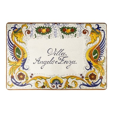 Plaque en pierre de lave – Carreau 60x40cm Raffaellesco Céramique artisanale italienne originale de Deruta