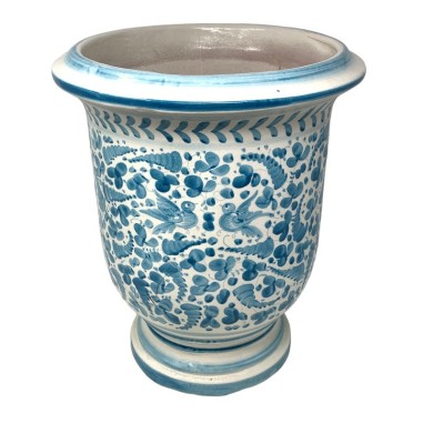 Vase Anduze Arabesco Turchese Céramique artisanale italienne originale de Deruta